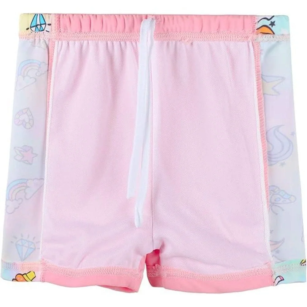 Kids Girls Pink Unicorn Rainbow Rash‎ Guard Swimsuit Set 12M UPF 50+